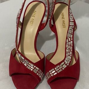 Nine West Red Embellished Heels